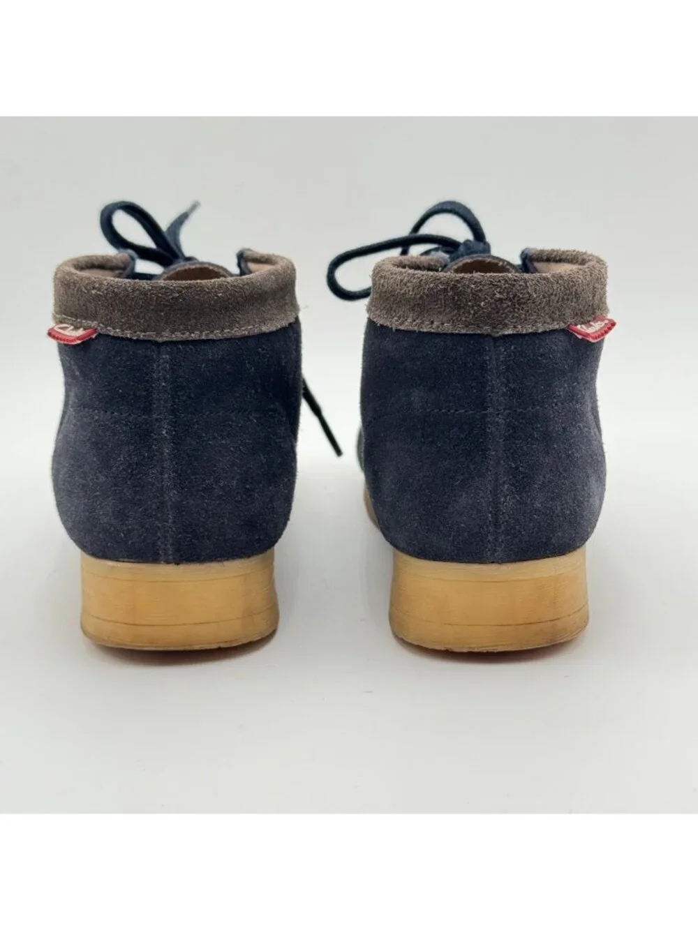 Clarks Wallabees Mens 7.5 Navy Suede Chukka Boots Moccasins Driving Shoes Preppy
